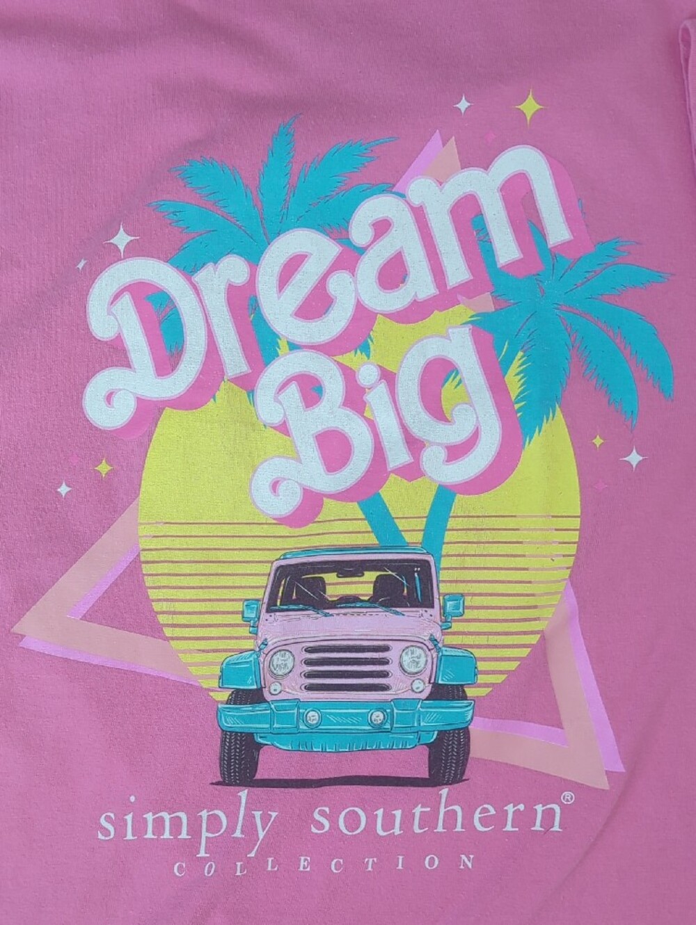 Simply Southern Dream Big Pink Jeep Beach Graphic Pocket T-Shirt 2X